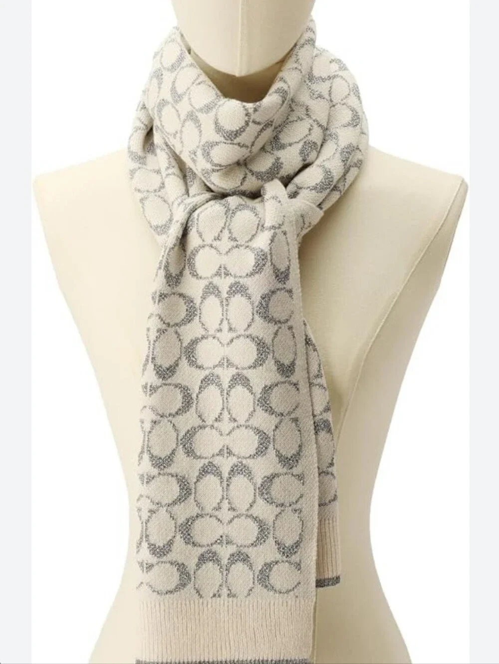 Coach Cream Metallic Scarf